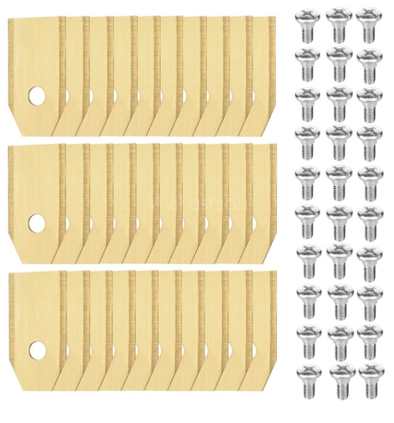 Knivar till Husqvarna Automower/Gardena/Greenworks Optimow - 30 st. Titanbelagt stål inkl. Skruvar.